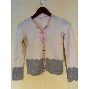 Girls Size 12Y Nicholas & Bears Pink Bows 100% Cashmere Cardigan Sweater